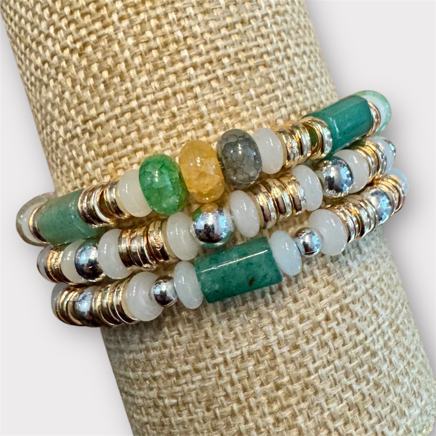 Jade Glass with Two-Tone Metals