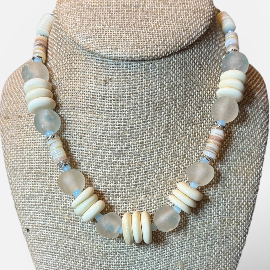 Seaglass & Bone Necklace